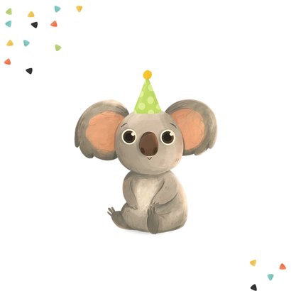 Verjaardagskaart kind koala beer confetti gefeliciteerd 2