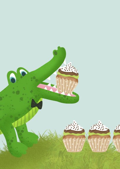 Verjaardagskaart kind met krokodil 2