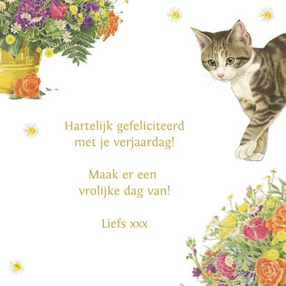 Verjaardagskaart kittens en boeketten 3