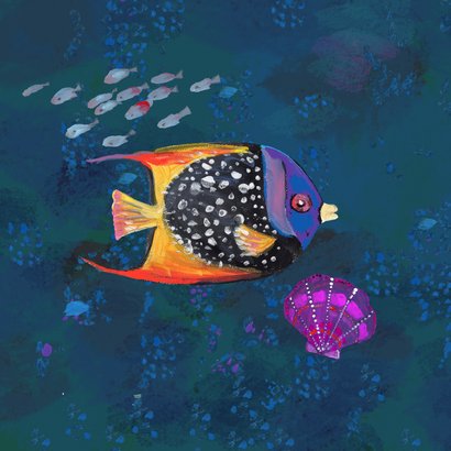 Verjaardagskaart kleurige zeedieren 2