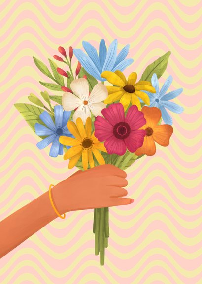 Verjaardagskaart kleurrijk bloemen fleurig happy birthday 2