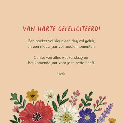 Verjaardagskaart kleurrijke bloemen in vaas herfst 3