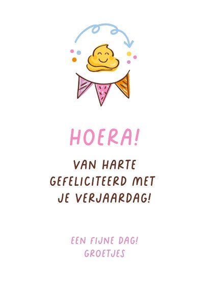 Verjaardagskaart kleurrijke joepie de poepie 3