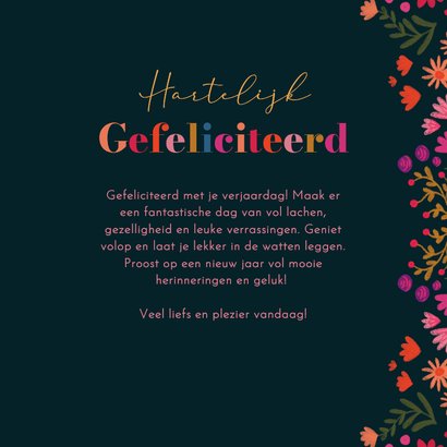 Verjaardagskaart kleurrijke omlijsting van bloemen 3