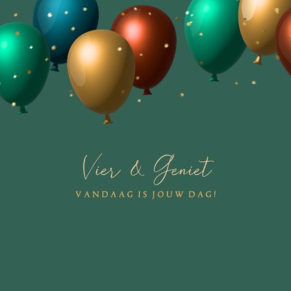 Verjaardagskaart kleurrijke trendy 3d ballonnen met confetti 2