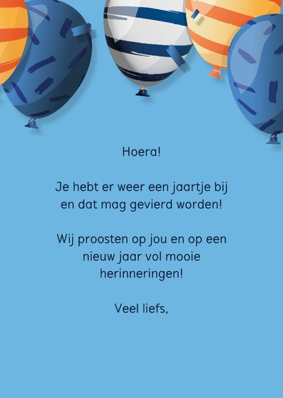 Verjaardagskaart kleurrijke vrolijke ballonnen met confetti 3