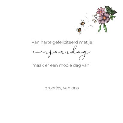 Verjaardagskaart koe met bloemen 3