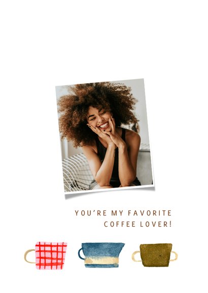 Verjaardagskaart koffie kleurrijke kopjes met foto 2