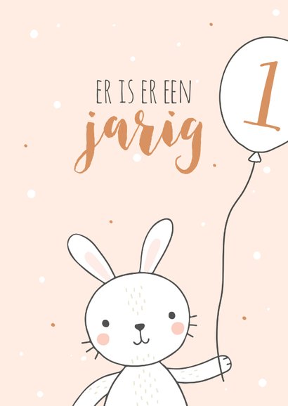 Verjaardagskaart - Konijn met ballon 2