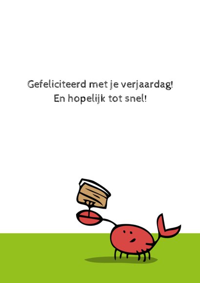 Verjaardagskaart krab met taart 3