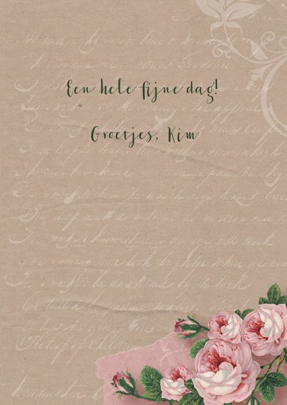 Verjaardagskaart kraftlook rozen 3