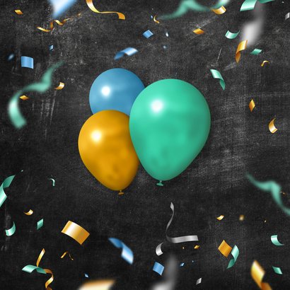 Verjaardagskaart krijtbord ballonnen confetti happy birthday 2