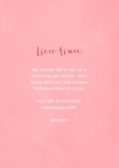 Verjaardagskaart long distance birthday kisses 3
