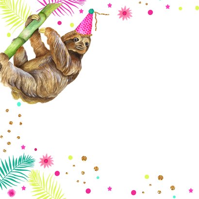 Verjaardagskaart luiaard ballonnen 2