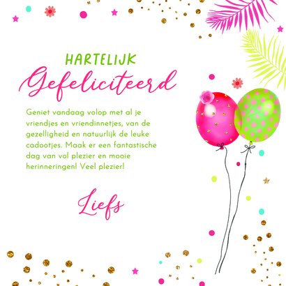 Verjaardagskaart luiaard ballonnen 3