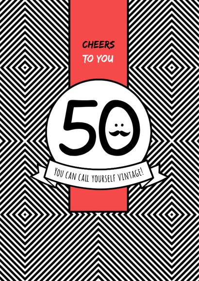 Verjaardagskaart man 50 jaar rood stoer foto 2
