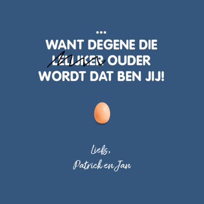 Verjaardagskaart man ei humor foto eenvoudig 3