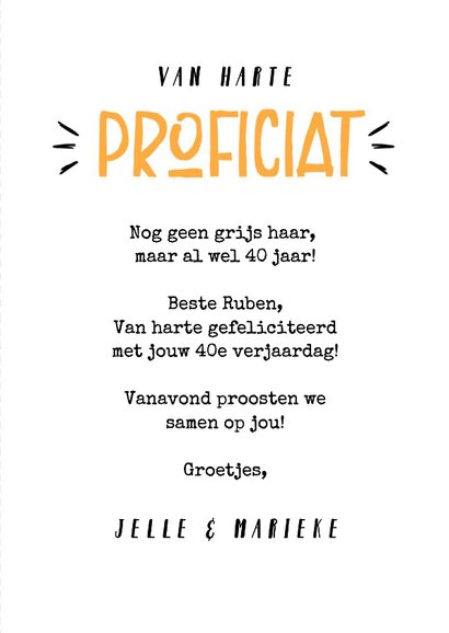 Verjaardagskaart man stoer 40 jaar okergeel foto 3