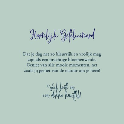 Verjaardagskaart mand met gele bloemen op de fiets 3