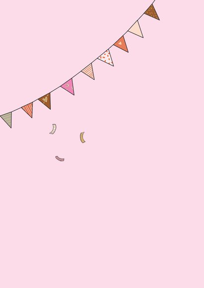 Verjaardagskaart meisje 4 jaar ballon en vlaggetjes 2
