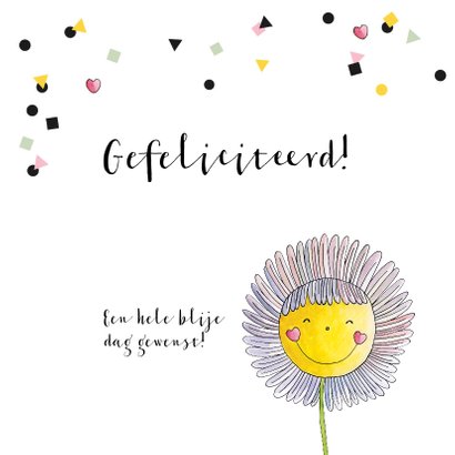 Verjaardagskaart meisje illustratie bloem confetti 2