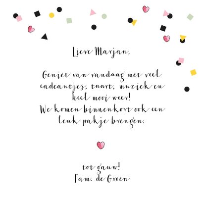 Verjaardagskaart meisje illustratie bloem confetti 3