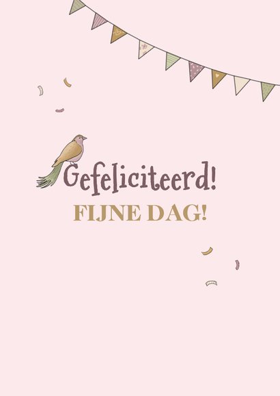 Verjaardagskaart meisje met ballon en vogel 3