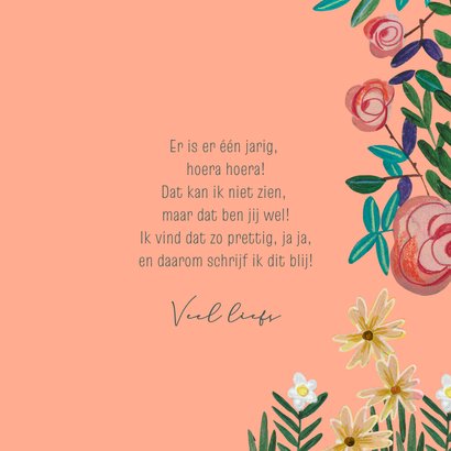 Verjaardagskaart meisje met bloemen en hondjes 3