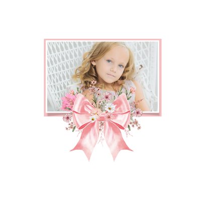 Verjaardagskaart meisje met strik en bloemen 2