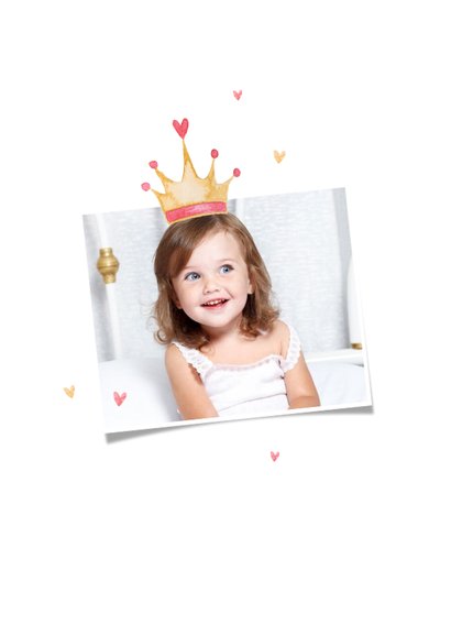 Verjaardagskaart meisje prinses koets roze hartjes 2
