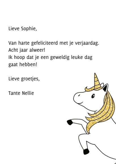 Verjaardagskaart meisje 'Unicorn' 3