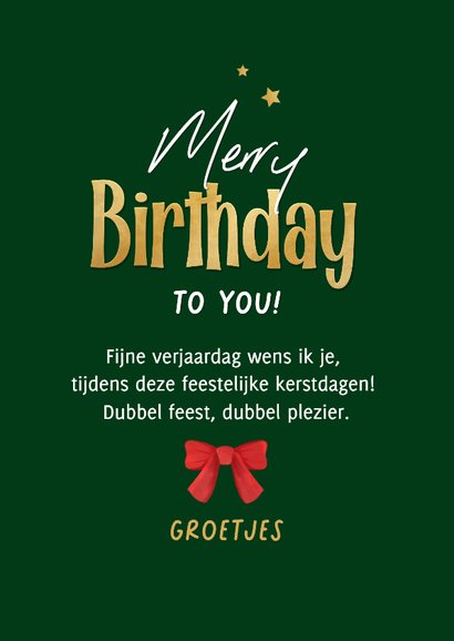 Verjaardagskaart merry birthday kerst kerstmuts bril foto 3