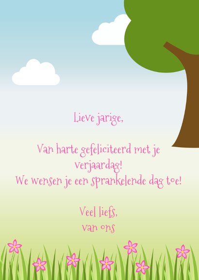 Verjaardagskaart met ballerina vogeltje in het bos 3