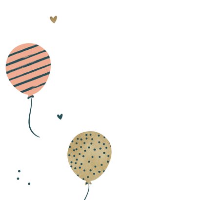 Verjaardagskaart met ballonnen en hartjes 2