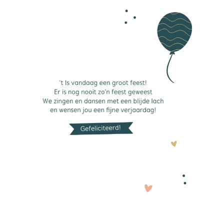 Verjaardagskaart met ballonnen en hartjes 3