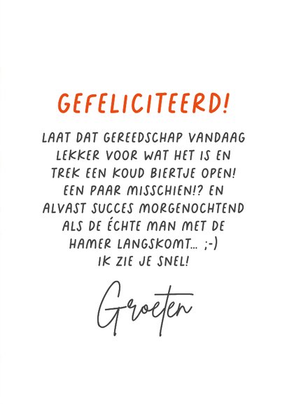 Verjaardagskaart met bier en gereedschap 3