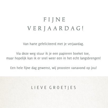 Verjaardagskaart met bloemen - boeket in vaas met label 3