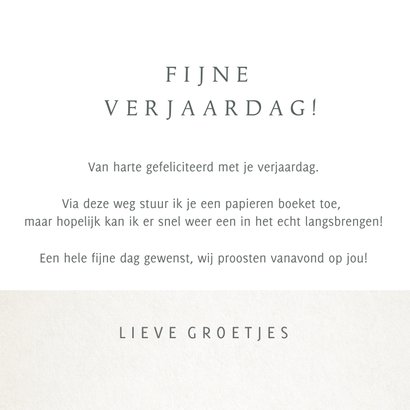 Verjaardagskaart met bloemen - boeket in vaas met label 3