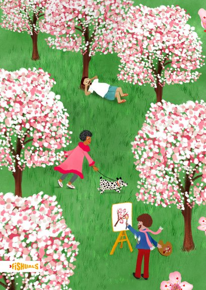 Verjaardagskaart met bloesembomen 2