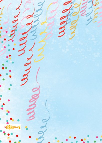 Verjaardagskaart met confetti en feesttoeters 2