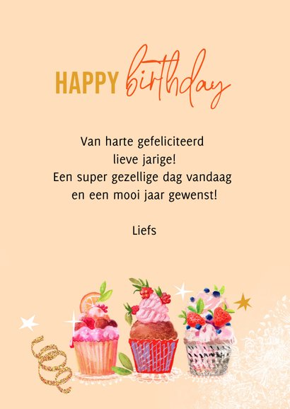 Verjaardagskaart met cup cakes 3