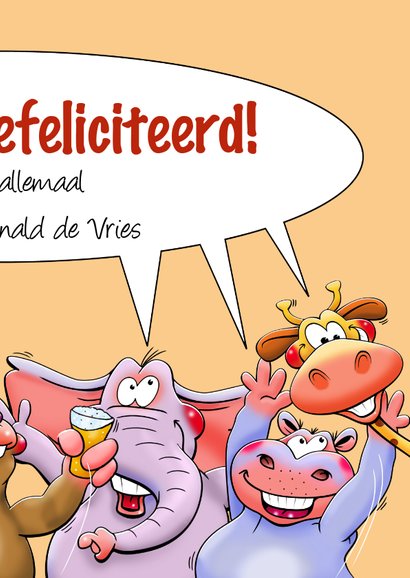 Verjaardagskaart met dieren op elkaar gestapeld 3