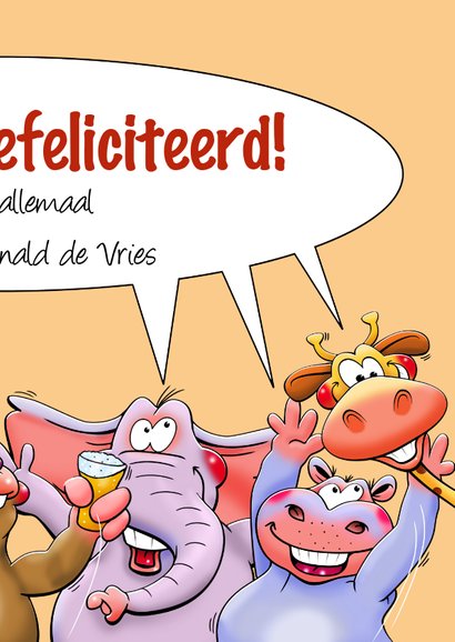 Verjaardagskaart met dieren op elkaar gestapeld 3