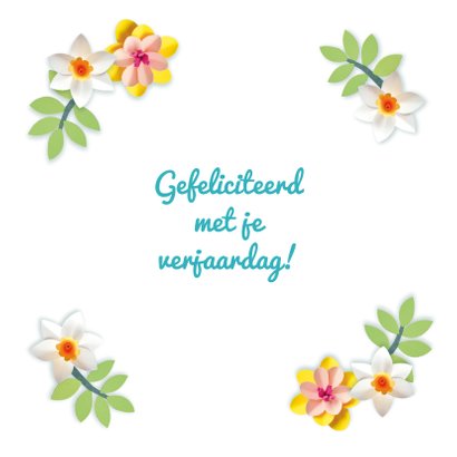 Verjaardagskaart met foto en bloemenkrans 3