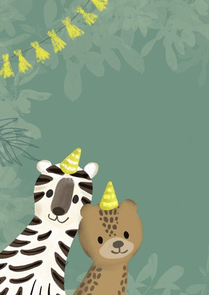 Verjaardagskaart met jungledieren 2