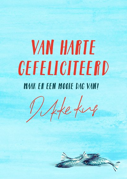 Verjaardagskaart met kat en vis 3