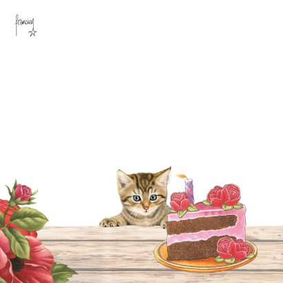 Verjaardagskaart met kitten taart voor je verjaardag 2