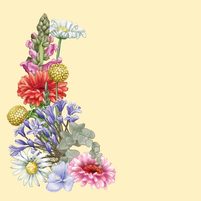Verjaardagskaart met kleurig bloemen kader  2