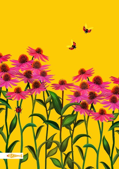 Verjaardagskaart met knalroze bloemen 2