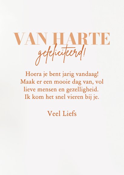 Verjaardagskaart met koperen ballonnen van harte 3